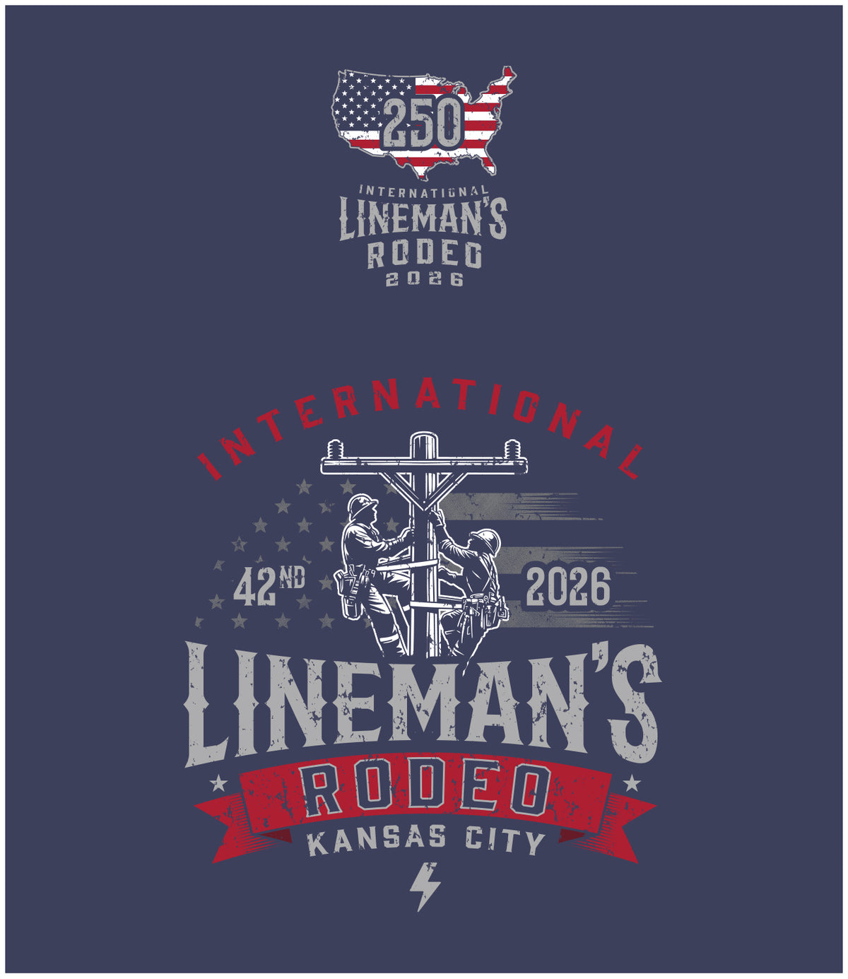 Lineman's Rodeo '26 | Patriotic Navy Hoodie
