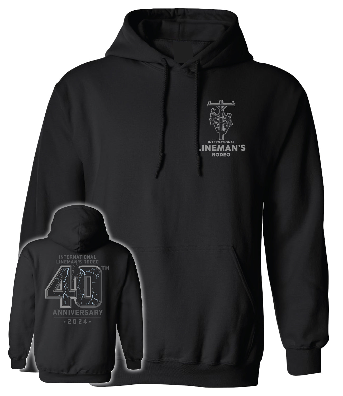 Lineman's Rodeo '24 - Lightning 40 Black Hoodie