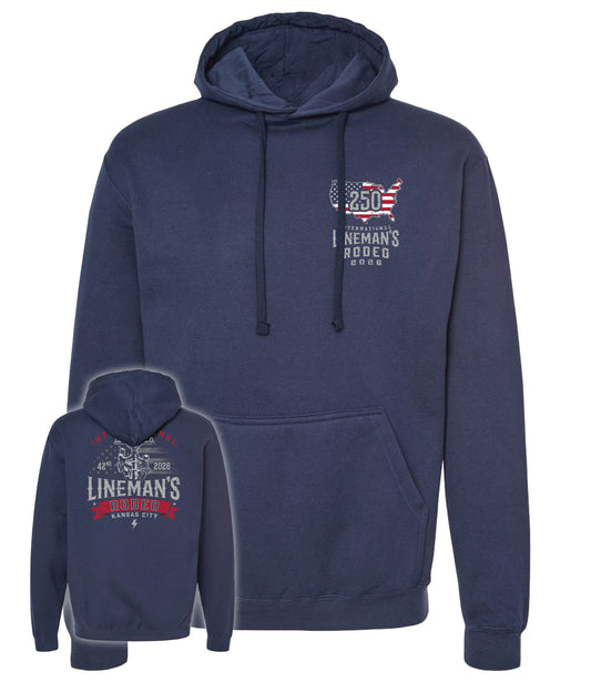 Lineman's Rodeo '26 | Patriotic Navy Hoodie