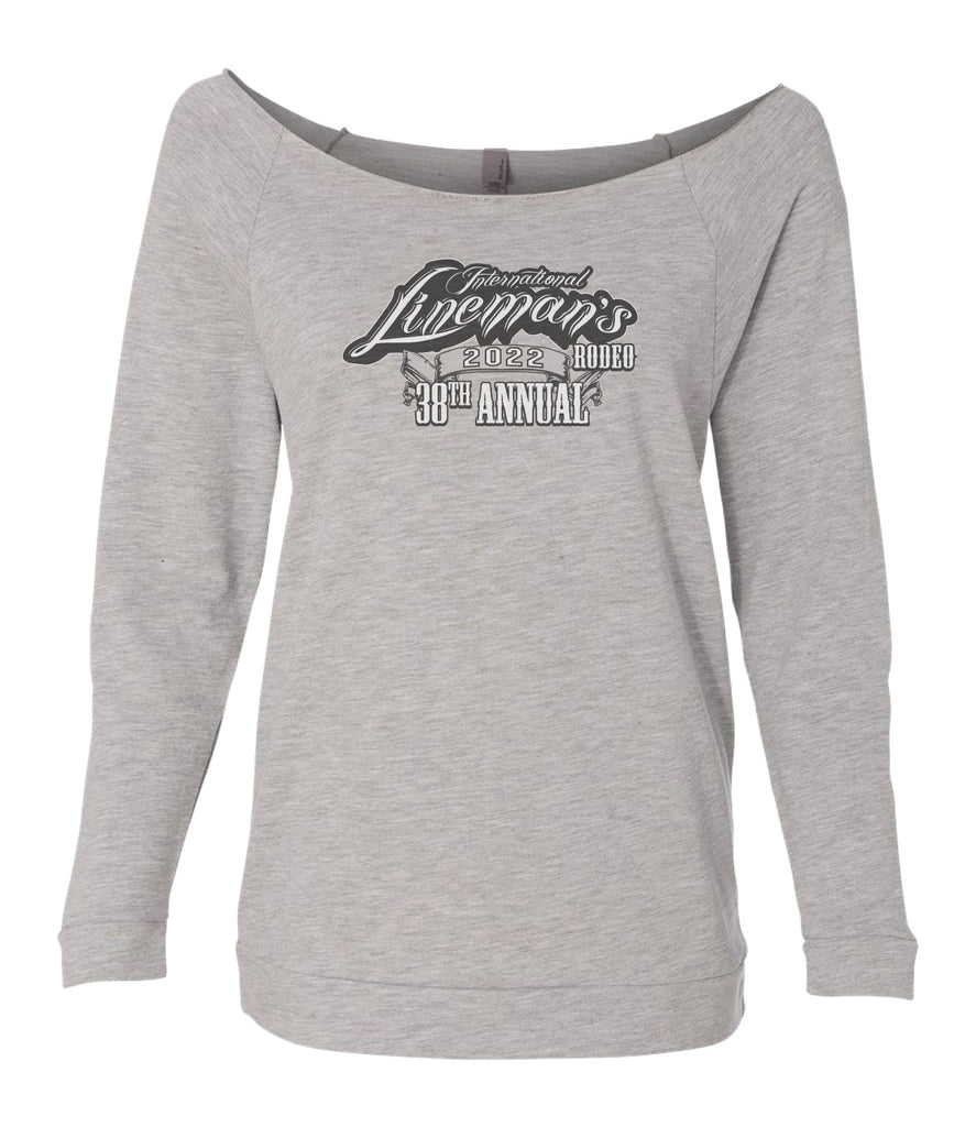 Lineman's Rodeo '22 - Vintage Script Ladies' Heather Grey Scoop Neck Tee