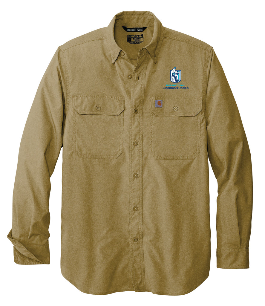 Lineman's Rodeo '22 - ILR Logo Khaki Carhartt Long Sleeve Button-Up - ONLINE ONLY